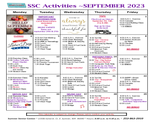 September @ Sumner Senior Center @ Sumner Senior Center