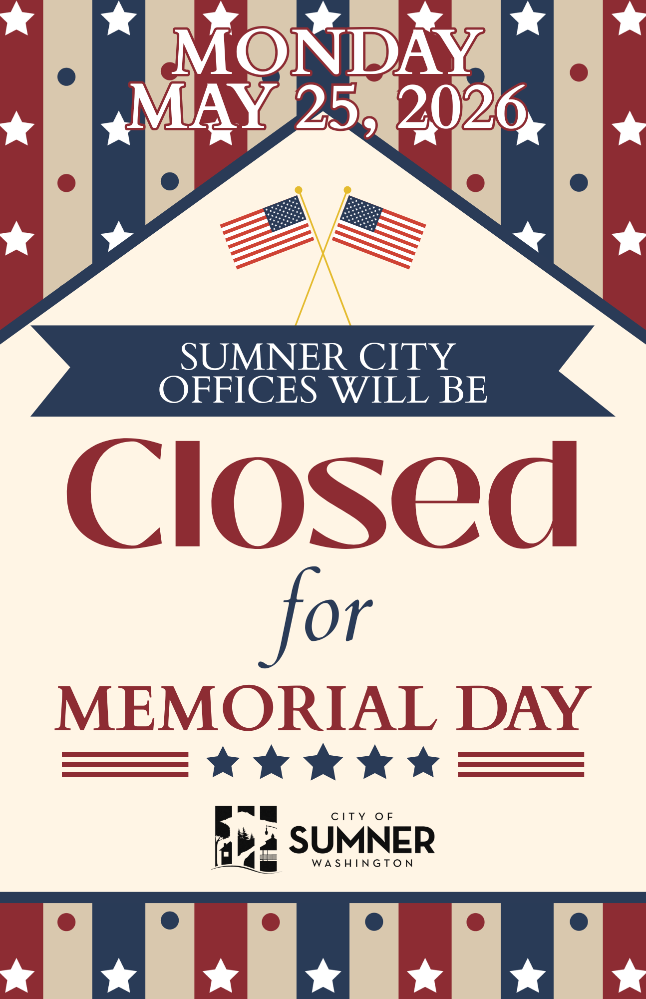 City Offices Closed for Memorial Day