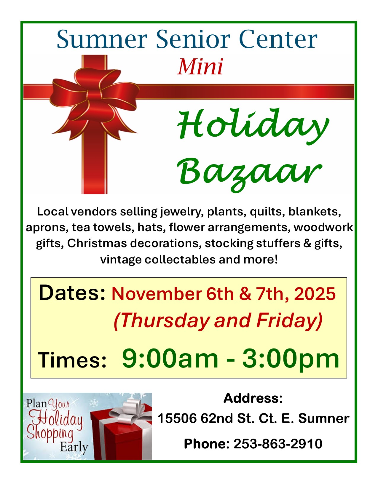 Sumner Senior Center Mini Holiday Bazaar