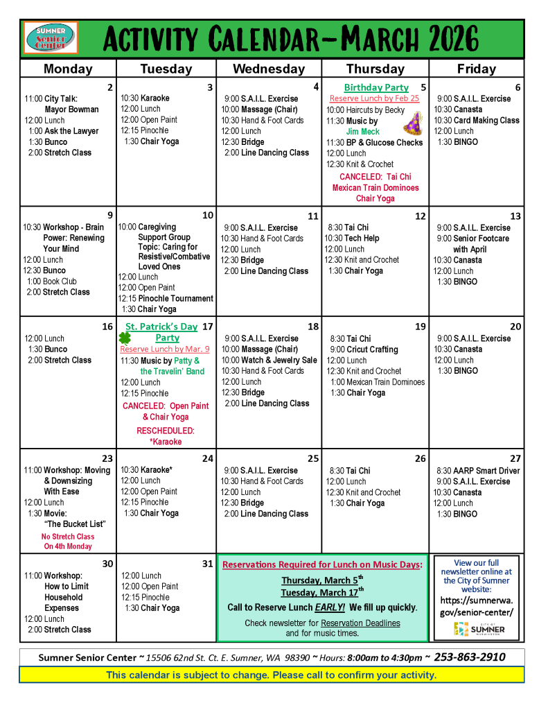 Senior Center Activities